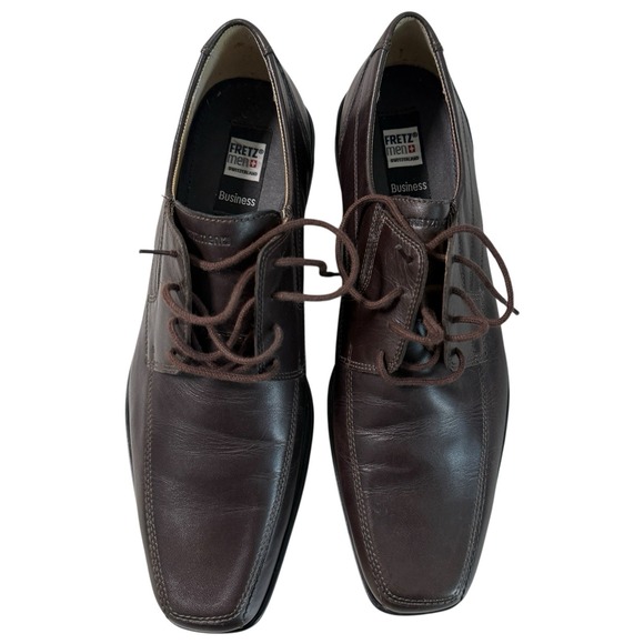 Fretz Other - Fretz Men Business Brown Leather Oxford Shoes Size US 9 Square Toe Dress Lace Up